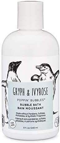 Gryph & IvyRose Poppin’ Bubbles Bath Soap for Babies - Gentle Soft on Skin Herbal Bubble Bath for Kids - Vegan Fragrance Free Soap For Children - 8 fl oz
