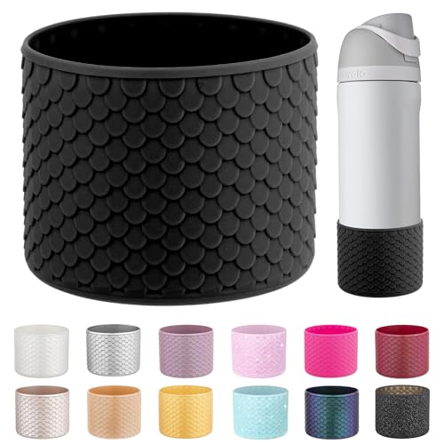 Diumepo Silicone Water Bottle Boot for Owala 24 oz, Anti-Slip Protective Sleeve Bottom Bumper Protector for Owala FreeSip/Twist/Flip 24 oz Water Bottle,BPA Free (Black)