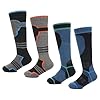 A2Z 4 Kids Premium Boys Thermal Ski Socks for Winter Outdoor Activities - Socks AZ8611 Grey/Blue 4 Pack 11-14