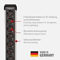 Brennenstuhl Premium-Protect-Line Steckdosenleiste 8-Fach mit Überspannungsschutz 60.000A (Mehrfachsteckdose mit Schalter und 3m Kabel, Made in Germany) Silber/schwarz – Ansicht 2