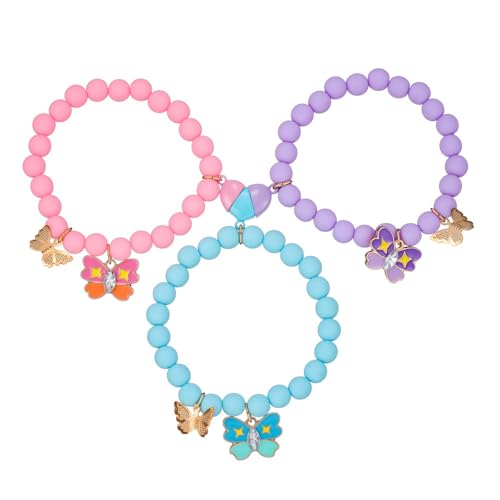 COLORFUL BLING BFF Bracelet for 3 Mother Daughter Bracelets Set Cross Butterfly Heart Charm Bracelet for Women Men Love Heart Matching Strand Bracelets Friendship Jewelry Gifts -Style 5