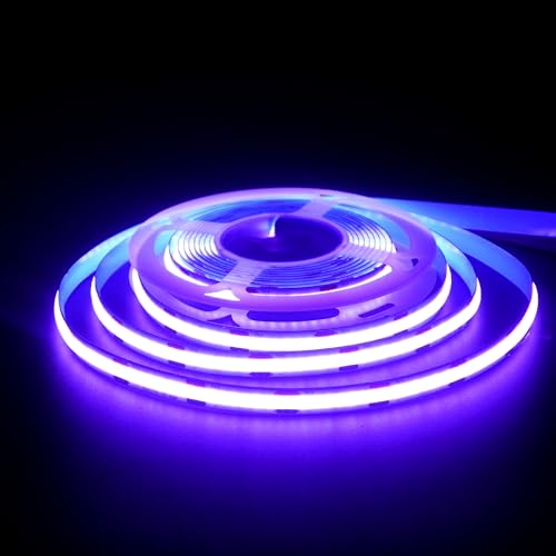 Image of 5V 8mm Width USB COB LED Strip Lights,Purple,320LEDs /M,8W /M,CRI90,6.56FT /2M,Electroplated Double-Sided Panel Light Strip,Waterproof IP20,Flexible Strip for Indoor Decoration