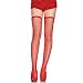 Leg Avenue Women's Fishnet Thigh High Stockings With Elastic Top, Red, One Size