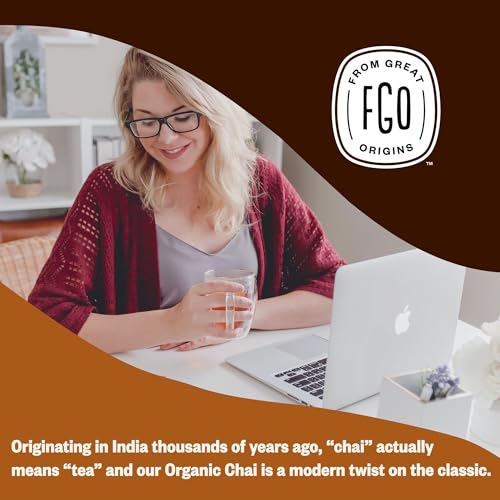 Image of FGO Organic Chai Tea, 100 Count, Eco-Conscious Tea Bags, Resealable Bag, Packaging May Vary (Pack of 1)