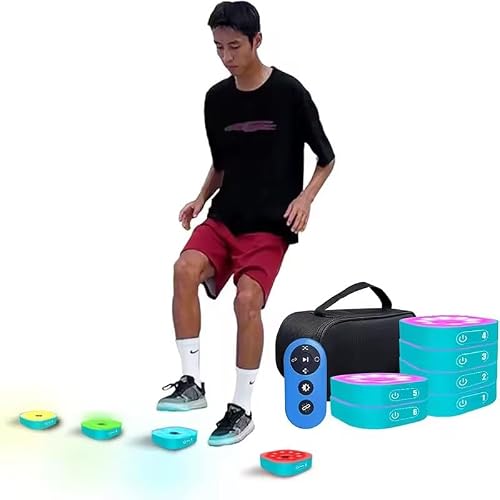 SUZLAZYR Reaction Training Lights, Portable Agile Speed Reaction Equipment with Remote Control, 4 Modes and 4 Light Colors, for Athletes, Trainers,6 lights