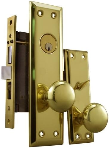 Grade 2 NYC Apartment Entry Mortise Lockset (Like Marks 91A) 2-1-2 Inch Backset Polish Brass US3 (Right Hand)