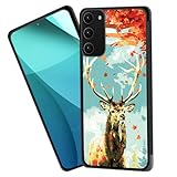 ZQLPLZR for Galaxy S20 FE 2022 Case,Tire Anti-Skid Edges Cute Design Shockproof Bumper Full Protection Black Back Cover for Samsung Galaxy S20 FE 2022,Deer with Autumn Leaves