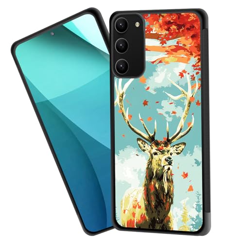 ZQLPLZR for Galaxy S20 FE 2022 Case,Tire Anti-Skid Edges Cute Design Shockproof Bumper Full Protection Black Back Cover for Samsung Galaxy S20 FE 2022,Deer with Autumn Leaves