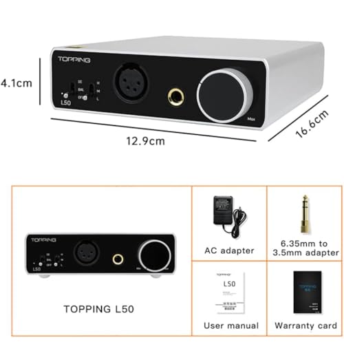 Image of Topping L50 NFCA Headphone Amplifier, 3500mW HPA HiFi SE /BAL Preamp, Silver
