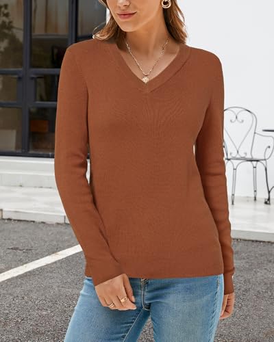 Image of Arach&Cloz Women's Wool Blend Fall Sweaters Business Casual Outfits 2026 | Soft&Breathable Pullover, Long Sleeve, V-Neck, Relaxed Fit Workwear, Business Casual, Teacher Outfits
