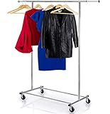 Clothes Rack Heavy Duty Commercial Grade (Chrome) Clothes Rail for Clothing, Garment Rack Adjustable...