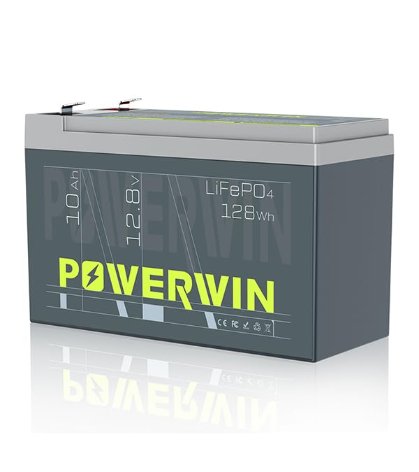 POWERWIN BT10 12.8v 10Ah LiFePO4 Battery 128Wh Deep Cycle 4000+ cycles & Built-in BMs,Solar, uPs, Of-Grid, Electric Toys