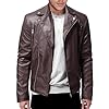 Mens Motorcyle Faux Leather Jacket Slim Fit Zip-Up Lapel Bomber Jackets Stand Collar Windbreaker Lightweight PU Biker Coat Vintage Casual Trucker Jackets Streetwear Asymmetric Outerwear Walking S-5XL #5