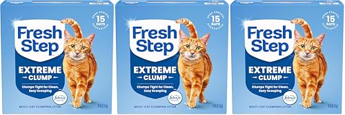 Image of Fresh Step Extreme Clumping Litter with Febreze Freshness, Mountain Spring Scent Clumping Cat Litter with Guaranteed Odor Control, 14 lb. Box (Pack of 3)