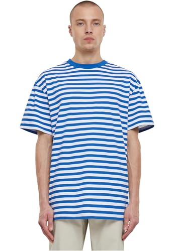 Urban Classics Camiseta de Rayas Regulares, Blanco y Azul Real, M para Hombre