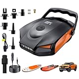 50PSI Paddle Board Pump Electric Portable, High Pressure Sup Pump - Dual Stage Inflation, Auto Shut Off and Deflate,12V DC Connector for Paddle Board/Car/Bicycle/Inflatable Bed (Battery Not Included)