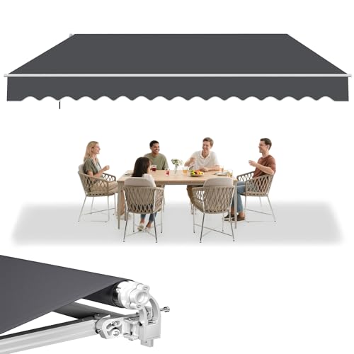 UISEBRT Store de balcon 400 x 300 cm – Store à bras articulés, store à serrage solaire, gris foncé