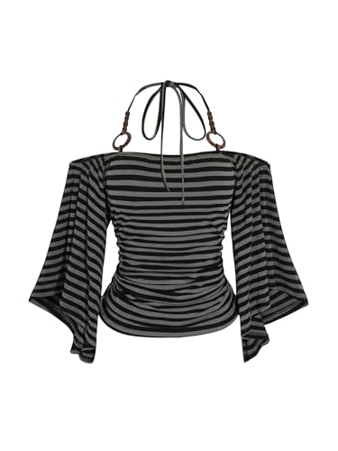 SOLY HUX Women's Plus Size Striped Off The Shoulder Tops