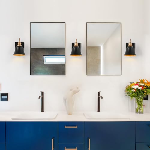 Image of KSANA Sconce Wall Lighting, Black and Gold Wall Mount Light Fixtures Modern Farmhouse Wall Sconces for Bedroom Living Room Hallway