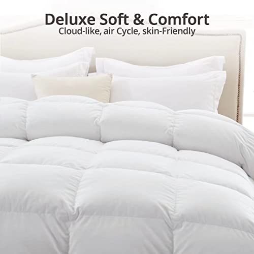 Globon Luxurious Feather Down Comforter King Size,Fluffy Hotel Collection Duvet Insert Medium Warmth For All Season,100% Soft Cotton Shell With Corner Tabs, White(106X90Inches)… #TOP2