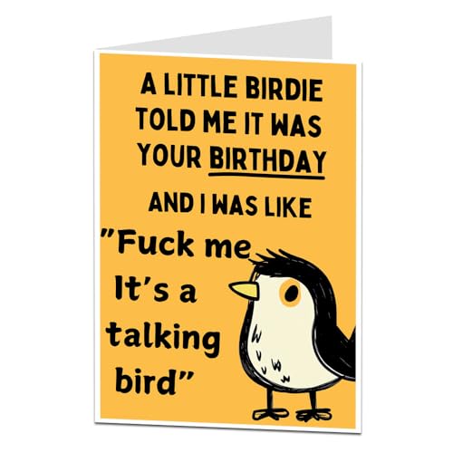 Funny Birthday Card For Men & Women Rude Little Birdie Design For Him Her Perfect For Best Friend Brother Sister Mum & Dad 30th 40th 50th 60th