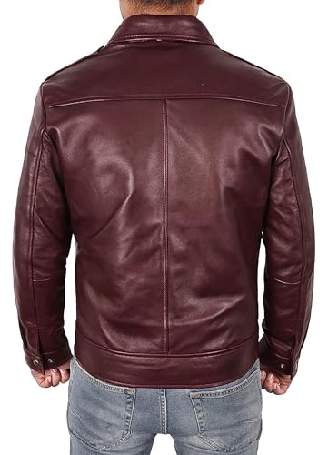 Image of Vintage Leather Jacket Men - Real Lambskin Turndown Collar Mens Leather Jacket
