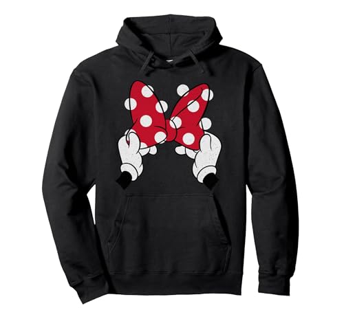 Image of Disney Minnie Mouse's Red Polka Dot Bow Pullover Hoodie, Adult Unisex, Black, Large