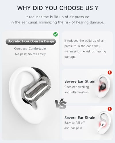 Image of Open Ear Earbuds - 80Hrs Playtime with LED Display,OWS Open Ear Headphones with Real Time Translation,IPX7 Waterproof & Touch Control,Over Ear Earbuds with Ergonomic Earhook for Running,Cycling,Sports