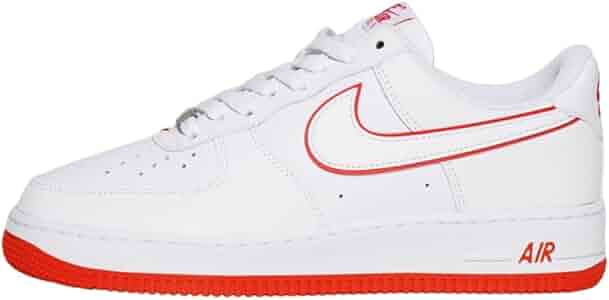 Amazon.com: Nike Air Force 1 '07 Blanco/Blanco-Picante Rojo-Blanco Hombres  Talla 9, Blanco/Blanco-picante Rojo : Ropa, Zapatos y Joyería
