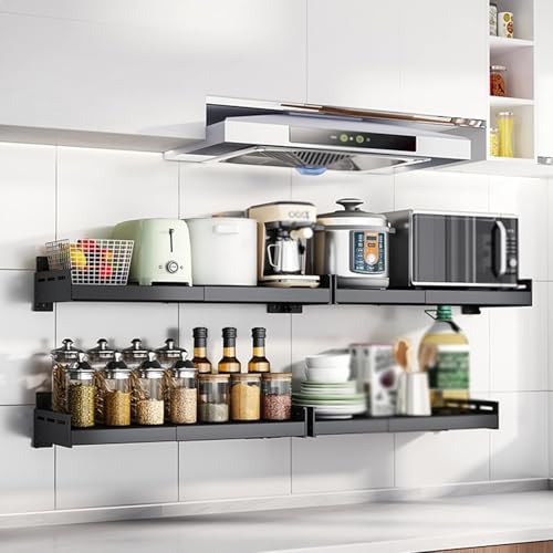 Étagère micro-ondes extensible en acier inoxydable durable pour comptoir moderne - 3