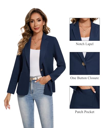 MINTLIMIT Womens Linen Cotton Blazer Casual Long Sleeve Button Front Lightweight Spring Summer Jacket Blazers with Pockets3