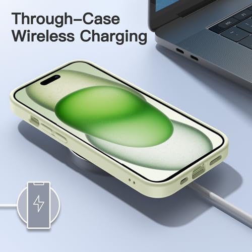 Image of JETech Matte Cover Case for iPhone 15 6.1-Inch, Shockproof Case Military Grade Drop Protection, Frosted Translucent Back Phone Cover, Anti-Fingerprint (Green)