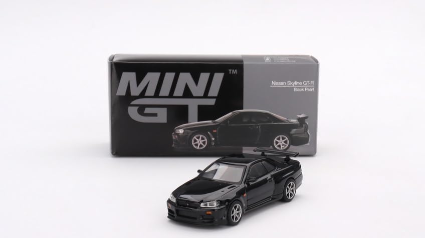 True Scale Miniatures Modelo de automóvil compatible con Nissan Skyline GT-R (R34) V-Spec Black Pearl Edición Limitada 164 Modelo de automóvil