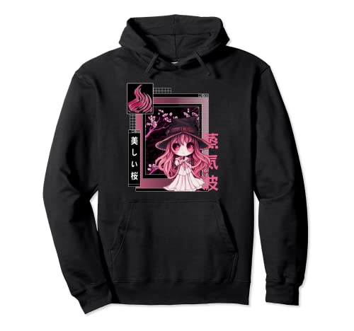 Witch Chibi japonés Vaporwave estética pastel gótico Sudadera con Capucha