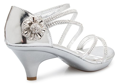 OLIVIA K Women's Open Toe Strappy Rhinestone Dress Sandal Low Heel Wedding Shoes3