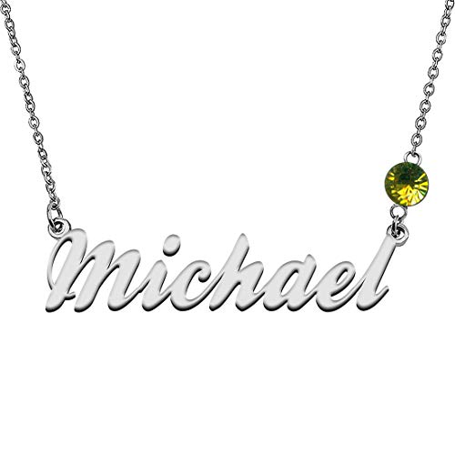GR859C Personalized Charm Name Necklace with Birthstone for Best Friends Michael