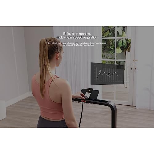 Image of Quiet Foldable Treadmill, Flat Treadmill with Hidden LED Digital Display Screen, 0.5-12km /h Multi-Level Free Adjustment, Support Mobile Phone NFC Connection, Fast Folding and Free Installation