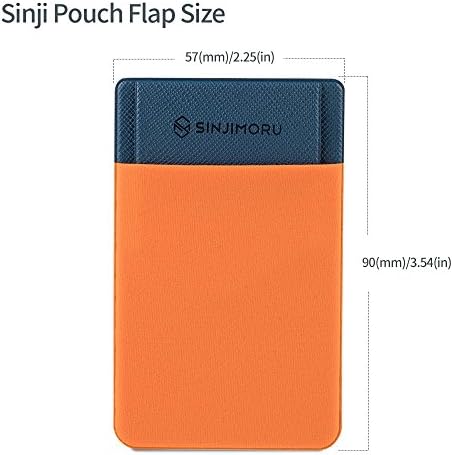 Sinjimoru Secure Card Holder for Back of Phone, Stretchy Fabric Cell Phone Wallet Stick On Credit Card Case for iPhone & Android. Sinji Pouch Flap Orange - Image 6