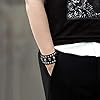 Cupimatch Unisex Gothic Skull Rivet Black Wide Leather Bracelet Cuff Bangle with Adjustable Snap Button for Men Women (1 pcs black) #4