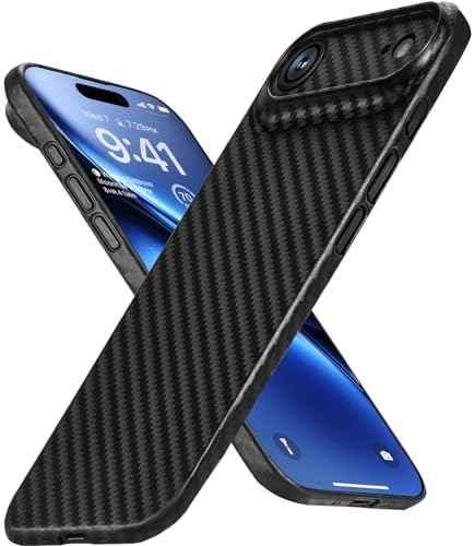 memumi Cienkie etui na iPhone Air, 0,3 mm Ultra Slim [Tekstura z włókna węglowego] [Antypalcowe] Matowe etui na iPhone 17 Air Thin Case - Czarny