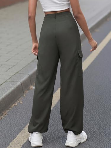 Image of GRECIILOOKS Cargo Pants For Woman | Trousers For Womans |High Waist Trouser for Women - Flared Parachute Pants with Side Pockets |Womens Cargo Pant | Elegant for College & Events (Available in Plus Size)