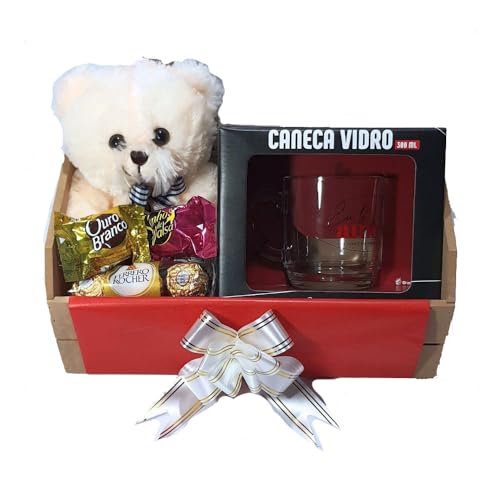 Cesta De Presente Namorada Com Urso, Caneca Te Amo E Bombons