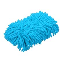 HARFINGTON Car Wash Sponge 9.1" x 4.7" Chenille Microfiber Mitt Scratch-Free Absorbent Scour Scrubber Cleaning Sponge for Washing Detailing on Cars, Trucks, SUV, Boats, RVs, Light Blue