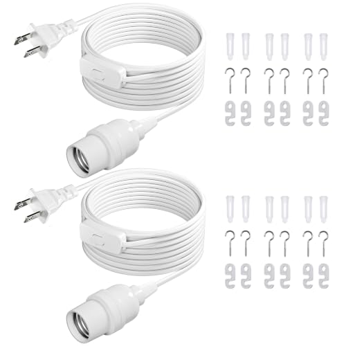 DiCUNO Pendant Light Cord, for Hanging Paper Lantern, 20 Ft, White, 2-Pack
