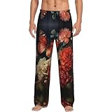 Cintura elástica con cordón: con una cintura elástica y cordón ajustable, estos pantalones de pijama para hombre con estampado de flores y mariposas garantizan una seguridad. Tallas estándar de S a 3XL. Ajuste personalizable. Adecuado para hombres de diferentes formas. Comprueba la tabla de tallas antes de comprar los pantalones