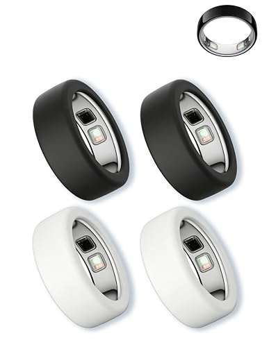 �V���R���J�o�[ Oura Ring 5�Ή� WUNIAK �X�}�[�g�����O�v���e�N�^�[�X���[�u 4�p�b�N �\�t�g ���h�~ �ی�P�[�X ���풅�p�̌y�ʃ����O�K�[�h M (�T�C�Y 10-13) �z���C�g+�u���b�N