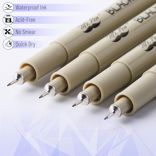 Mr. Pen - 0.25mm 마이크로 파인 포인트 펜, 4팩, 블랙 잉크, 울트라 파인 포인트 — 사진 5