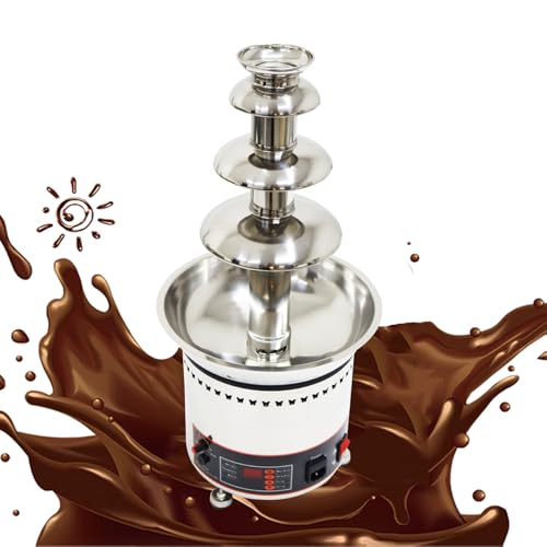 INTBUYING Chocolate Fountain, 4 Tier Electric Chocolate Fountain Machine, Stainless Steel Hot Fountain Machine, 110V for Melting Heating Chocolate, Cheese, Dipping Strawberries, Vegetables