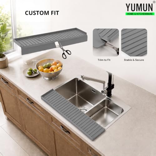 Image of Yumun Sink Splash Guard In Kitchen, Silicone Sink Edge Protector (Grey)