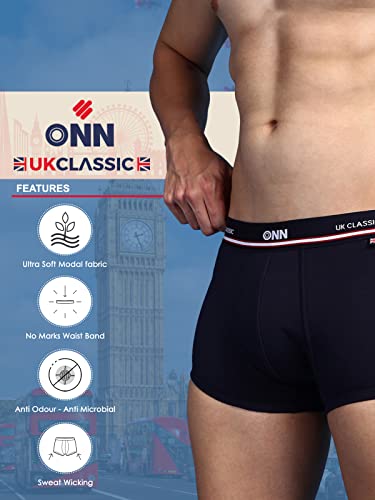 Image of ONN UK Classic Men's Combed Cotton Mini Trunk with Feather Touch Ultra Soft Waistband (Pack of 2)